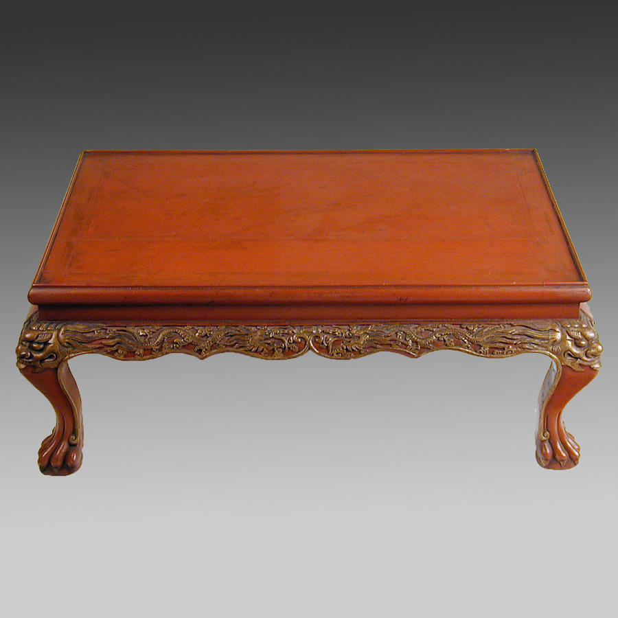 19th century Chinese red lacquer table