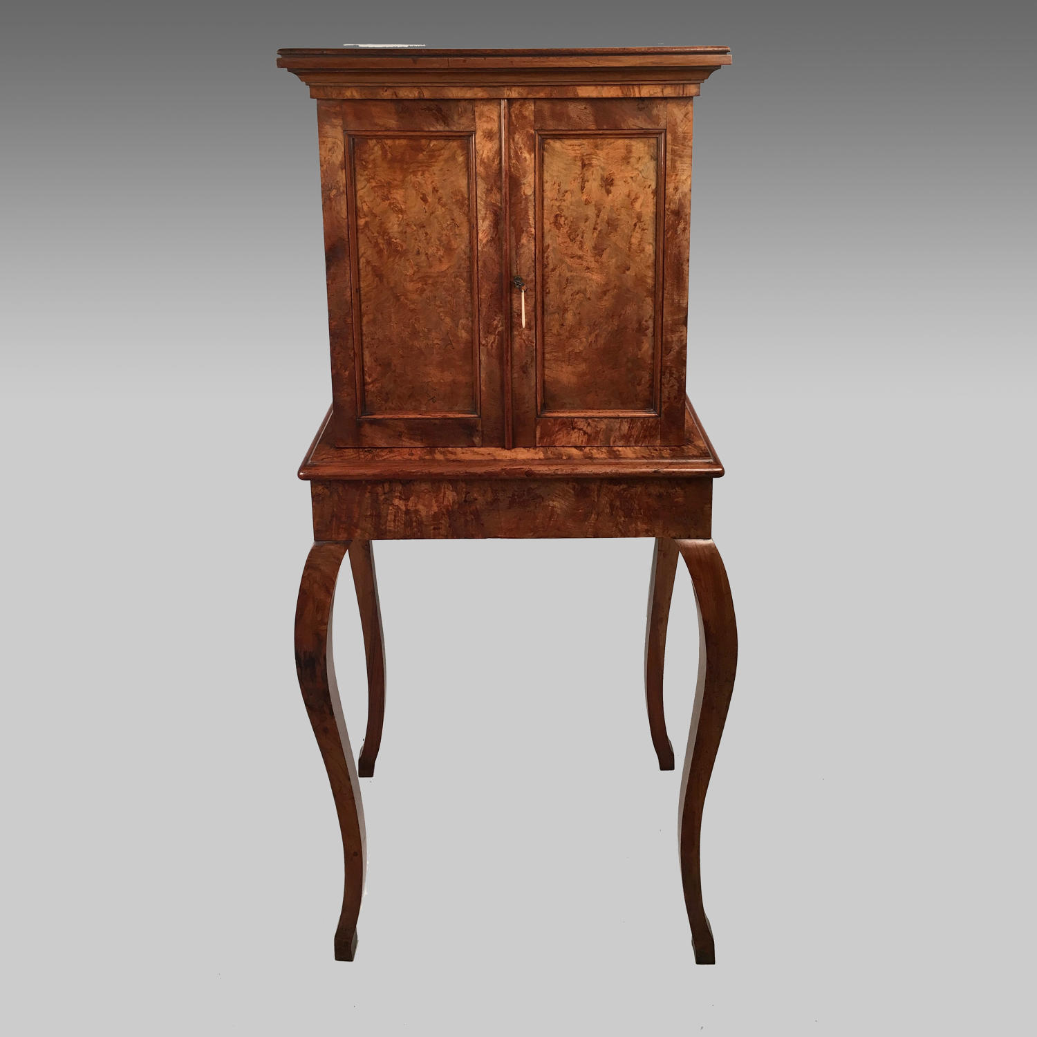 Late 19th century walnut, collector's cabinet on stand