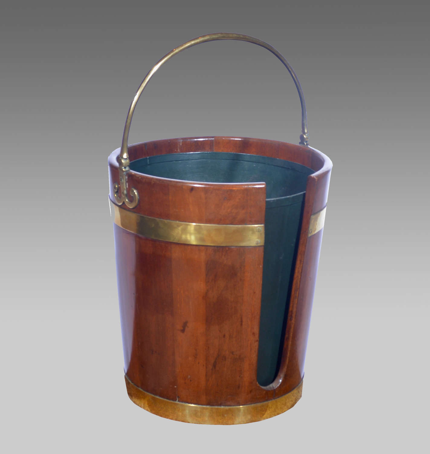 Georgian mahogany brass bound plate pail
