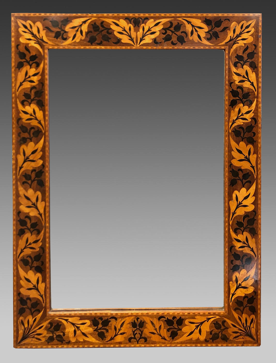 Fine 1920's marquetry inlaid framed strut mirror