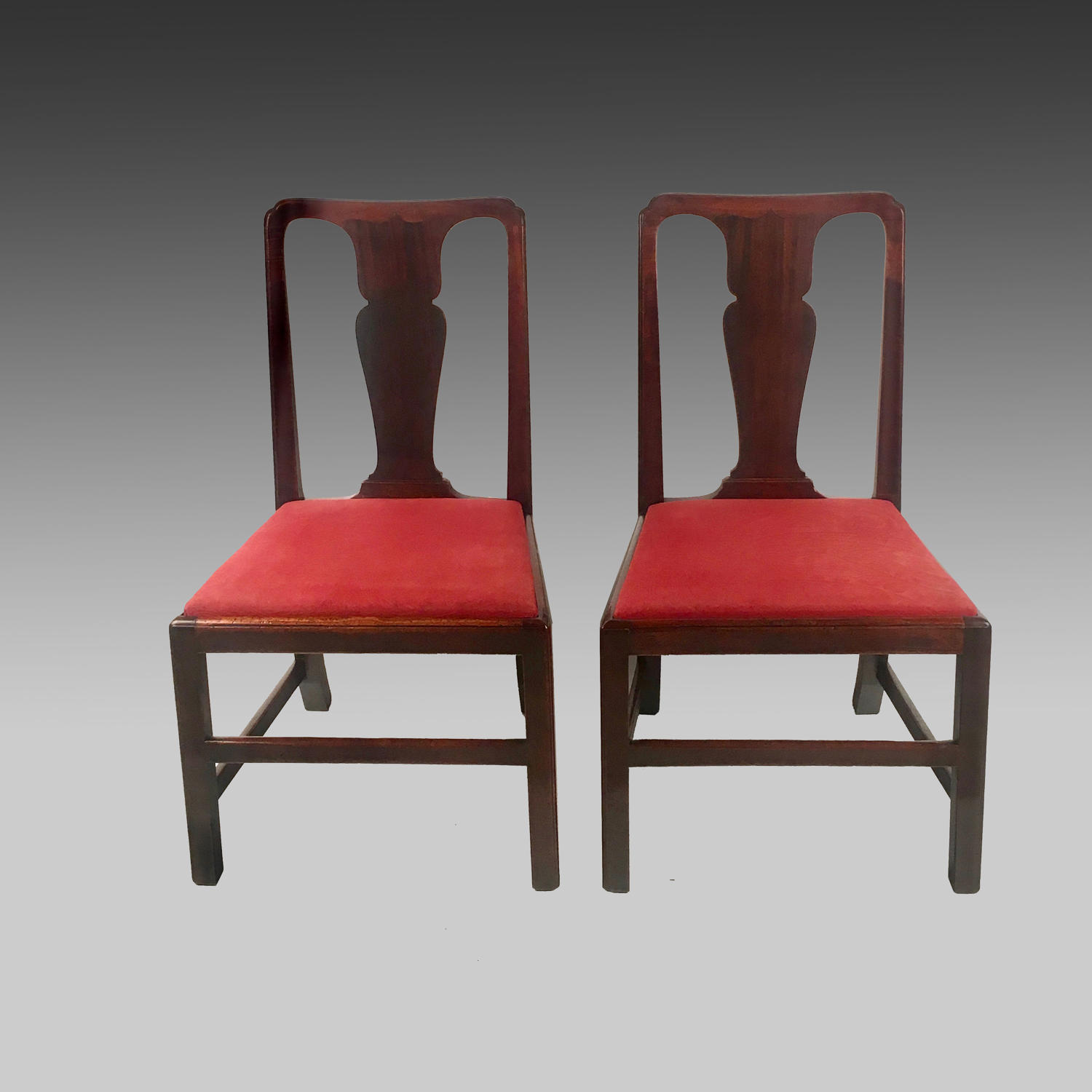 Pair George 11 walnut spoon-back chairs