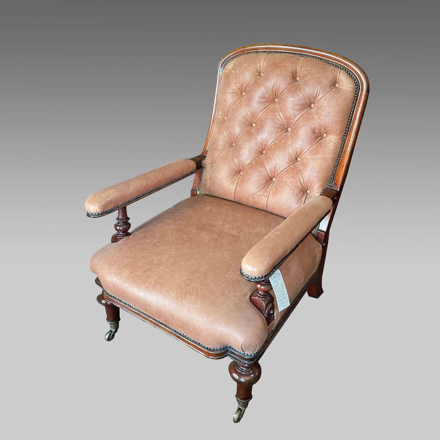 Scottish mahogany framed reclining armchair