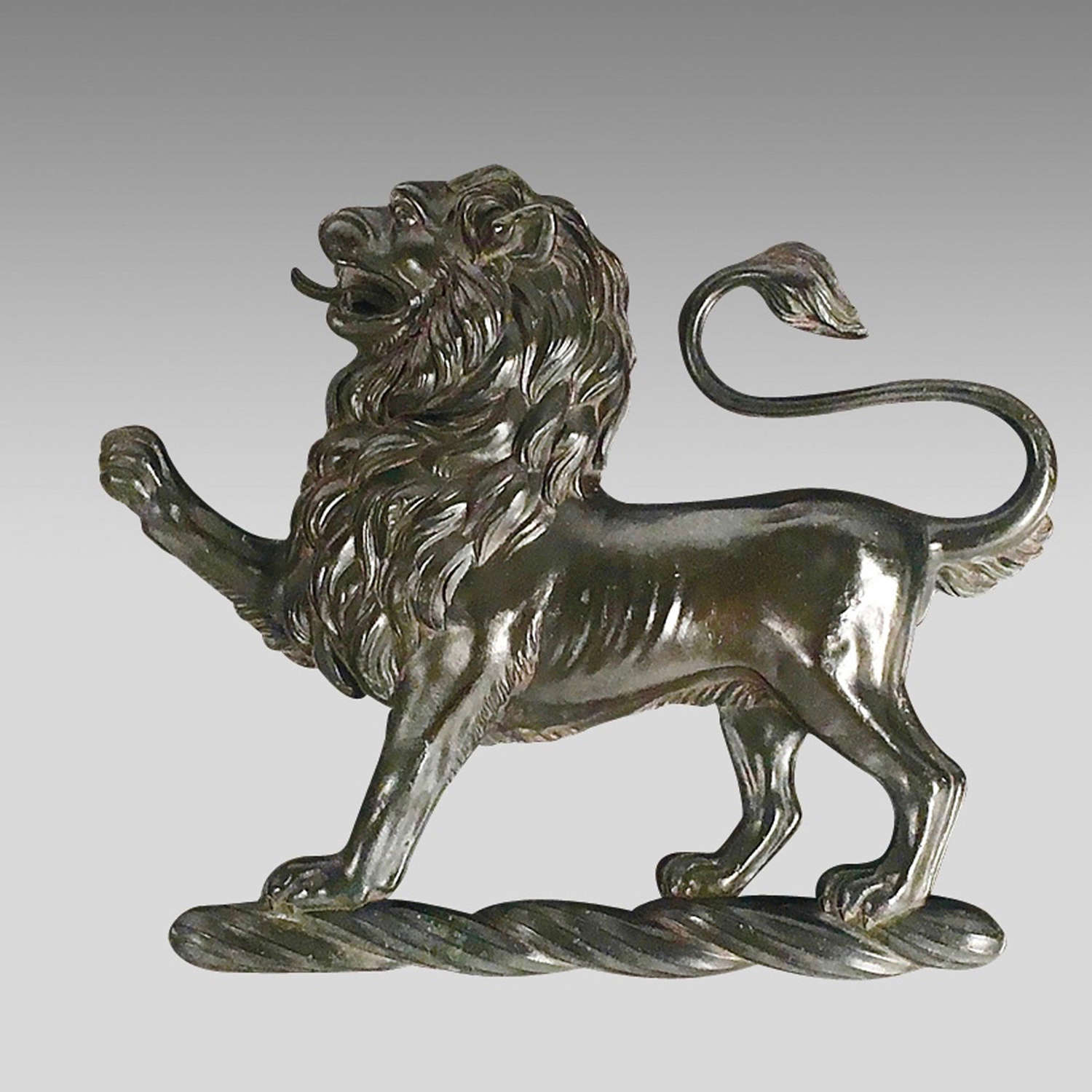 Heraldic bronze crest of lion passant, Clan Stirling of Glorat