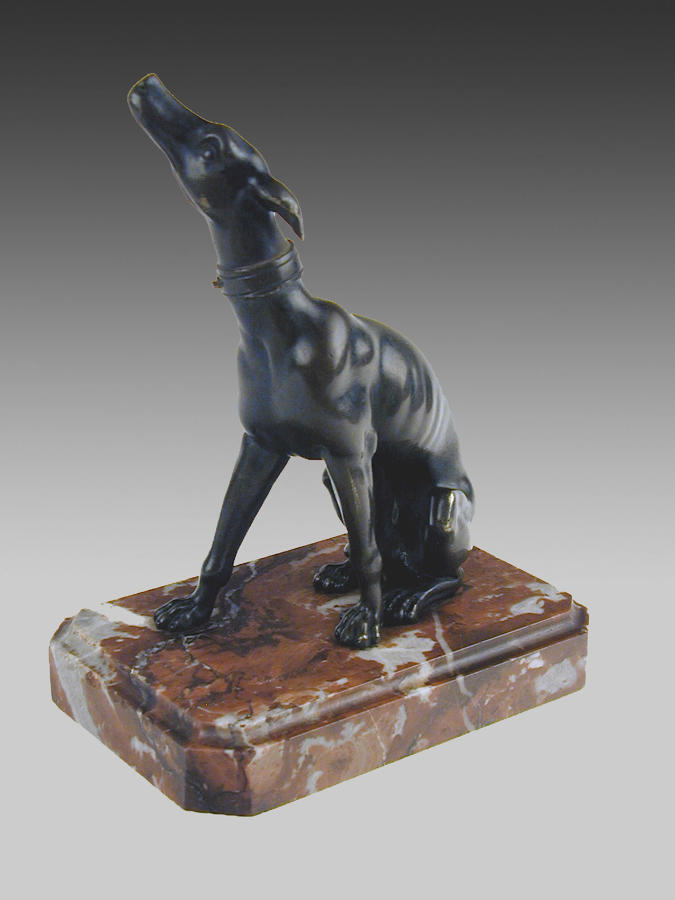 19th century bronze of greyhound