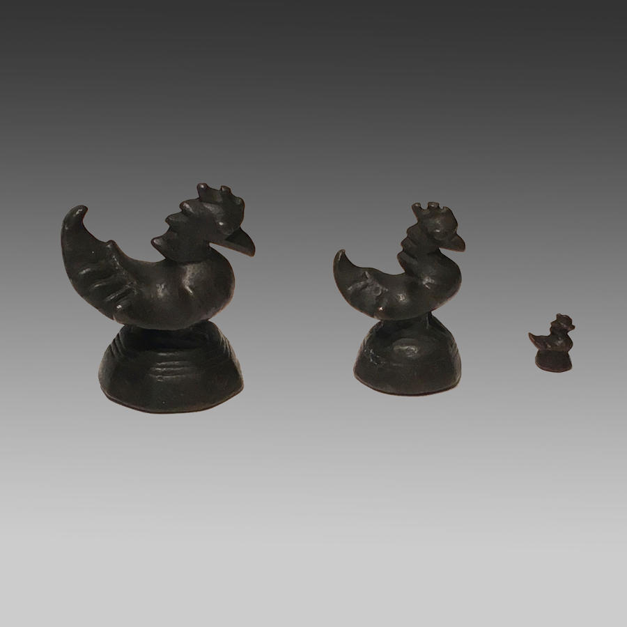 Three Burmese bronze 'opium' weights