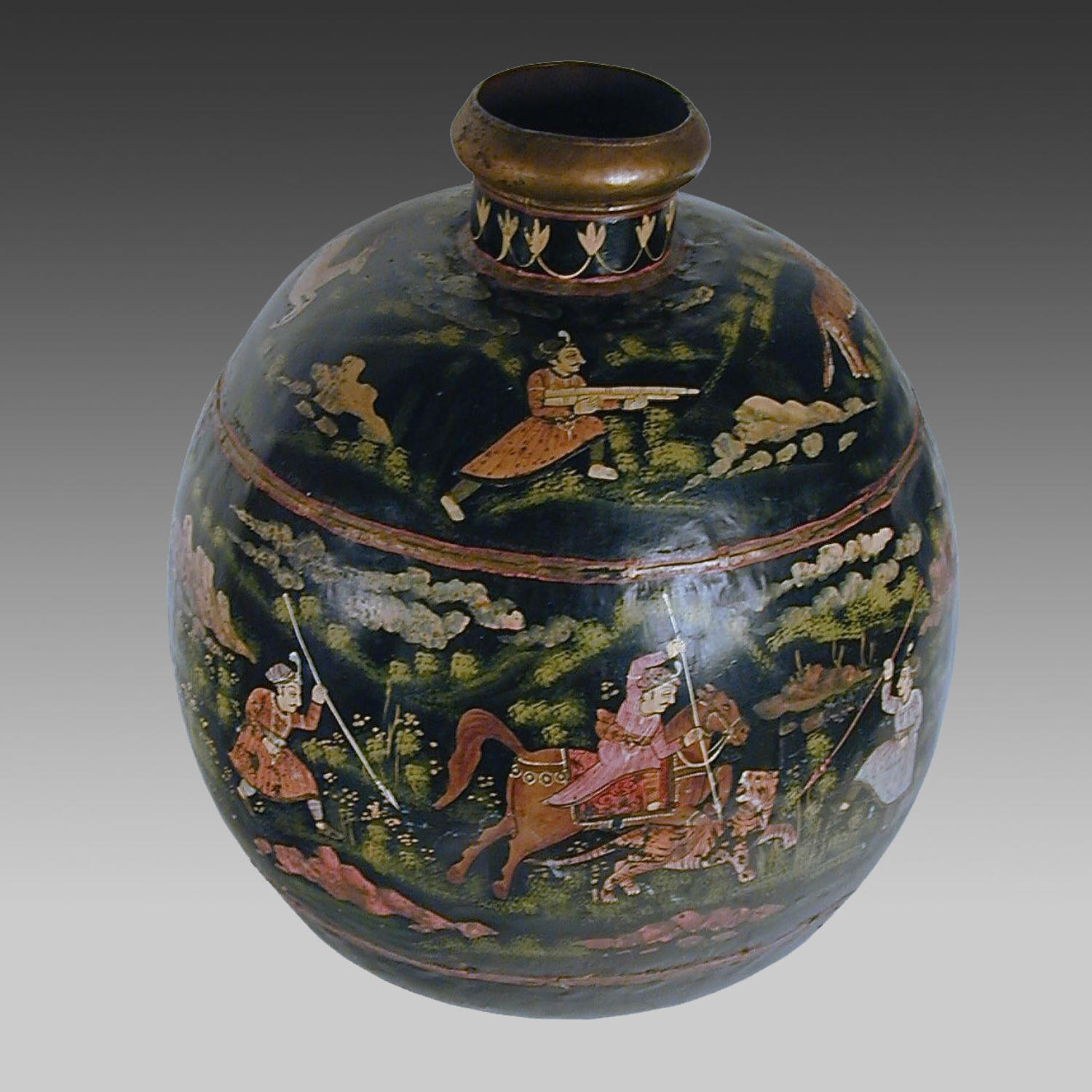 Indian painted toleware pot