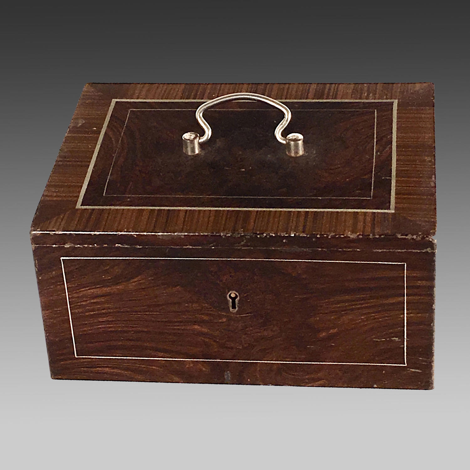 Late 19th century faux rosewood steel strong box
