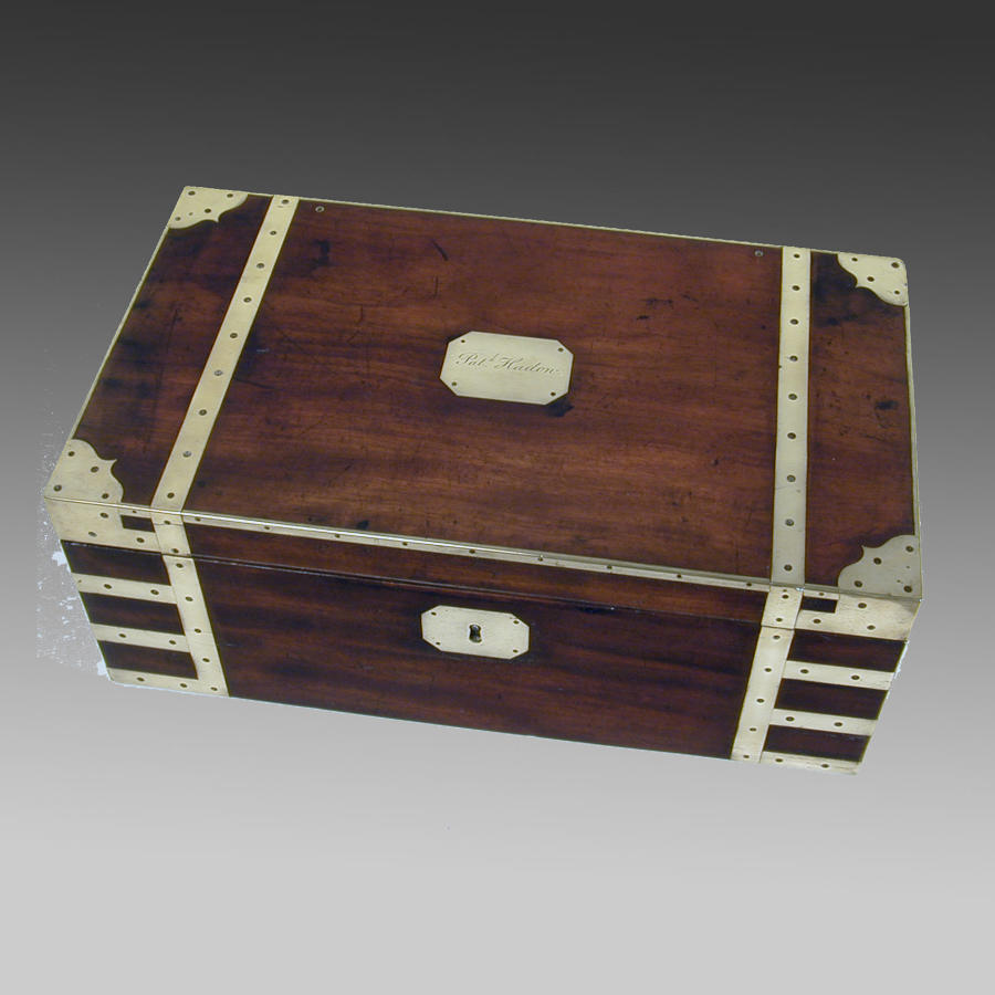 Georgian mahogany brass bound strong box