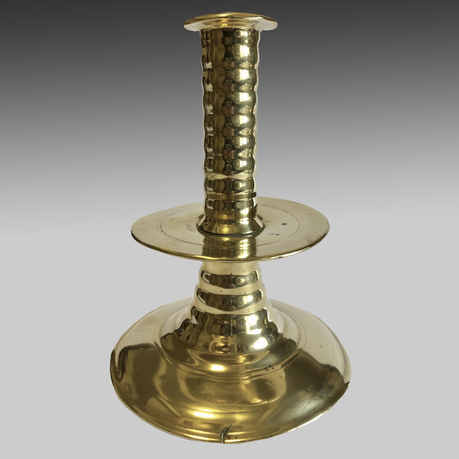17th century brass trumpet-base candlestick