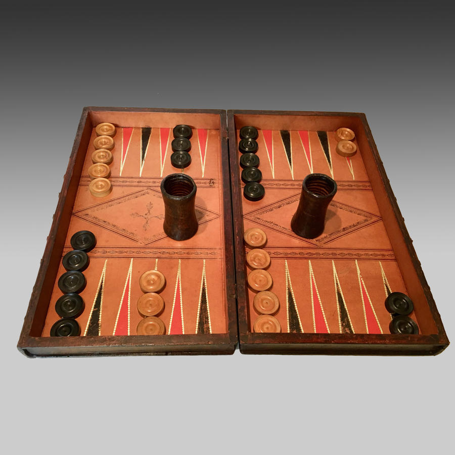 Antique leather-bound book games board