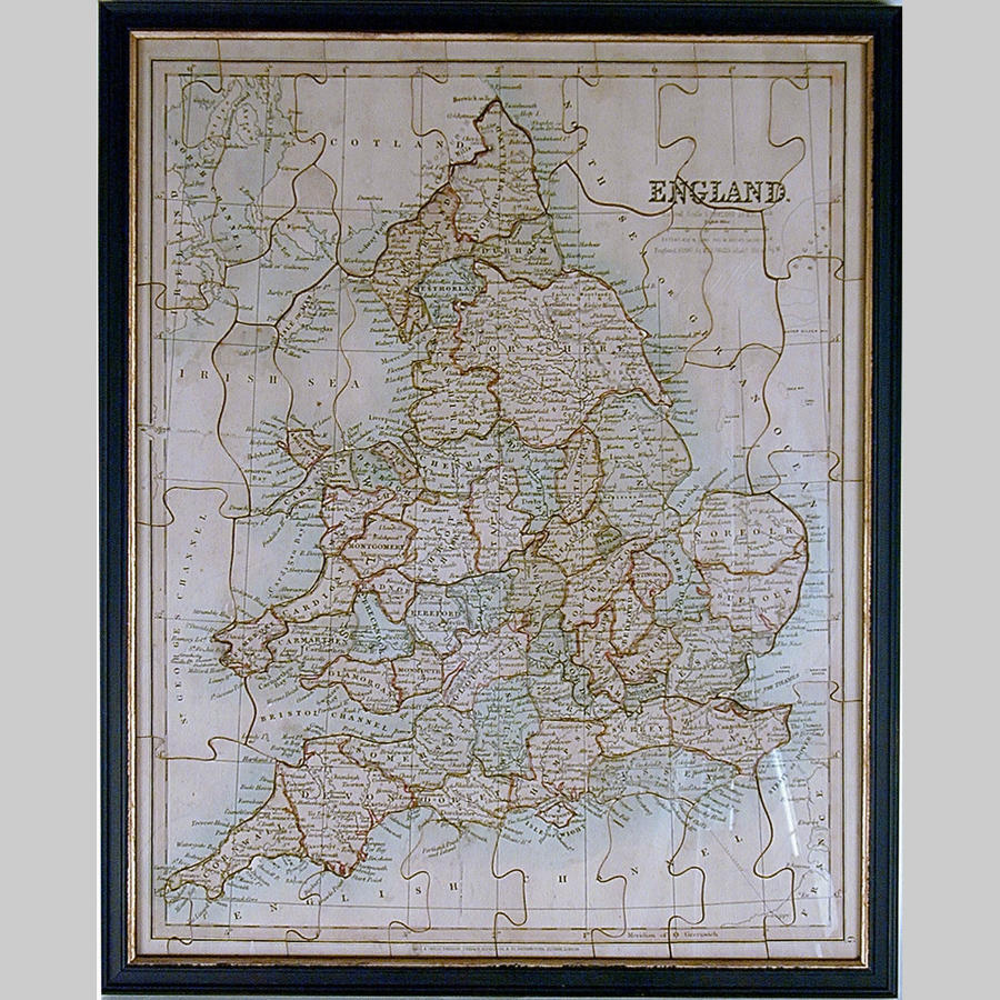19th century boxed jigsaw dissection map of England