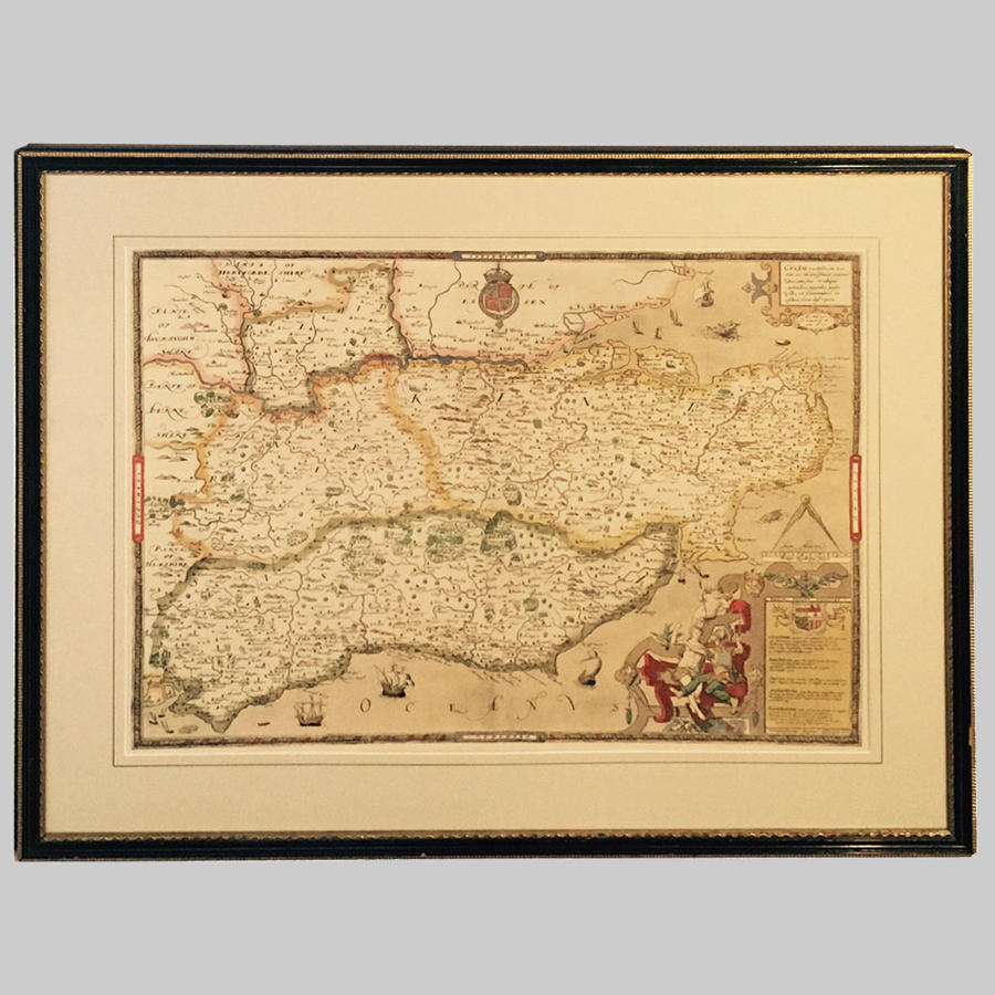 Map of Kent, Sussex, Surrey & Middlesex by Saxton 1575