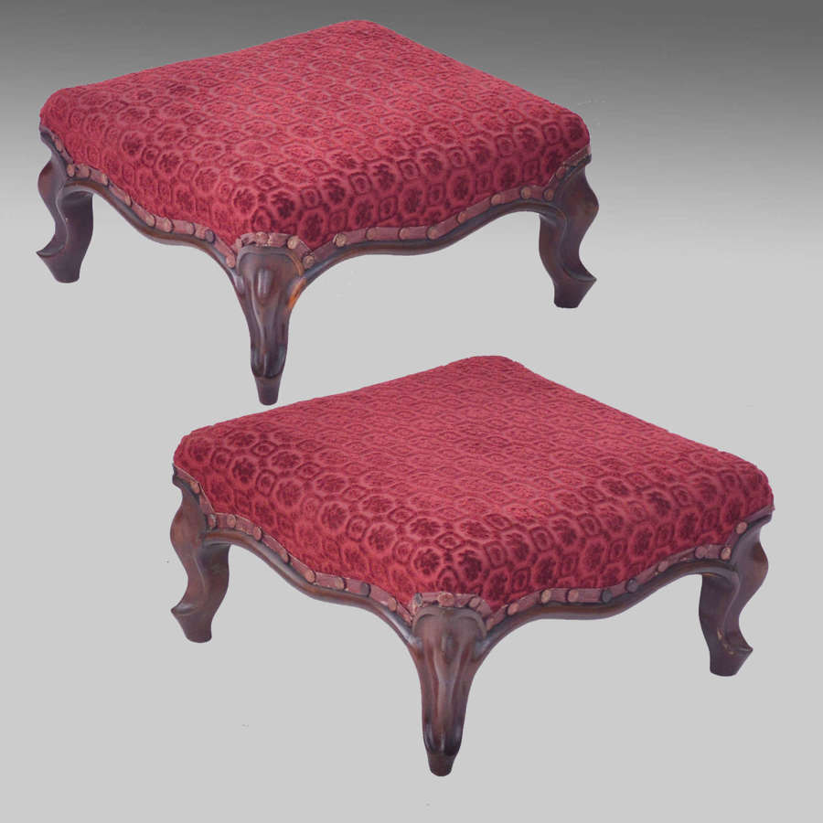 Pair of Victorian mahogany footstools