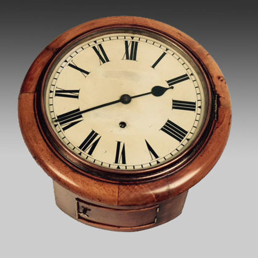 19th century faded mahogany cased wall clock