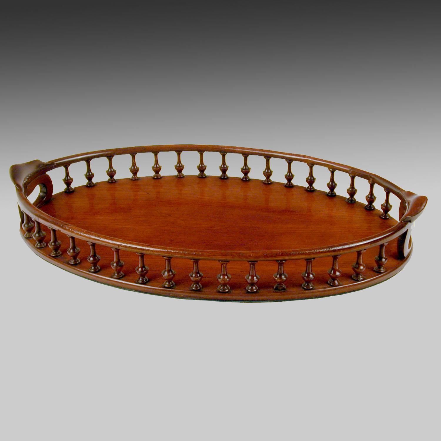 Very fine Georgian mahogany galleried oval tray