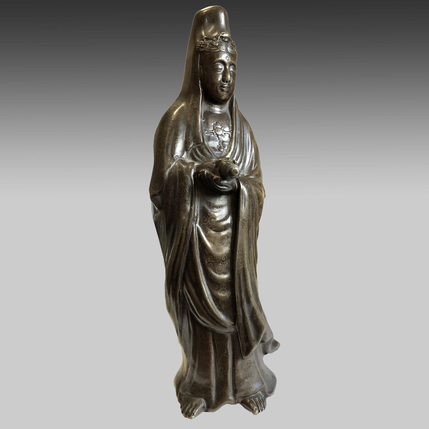 Antique Chinese bronze statue of Guanyin