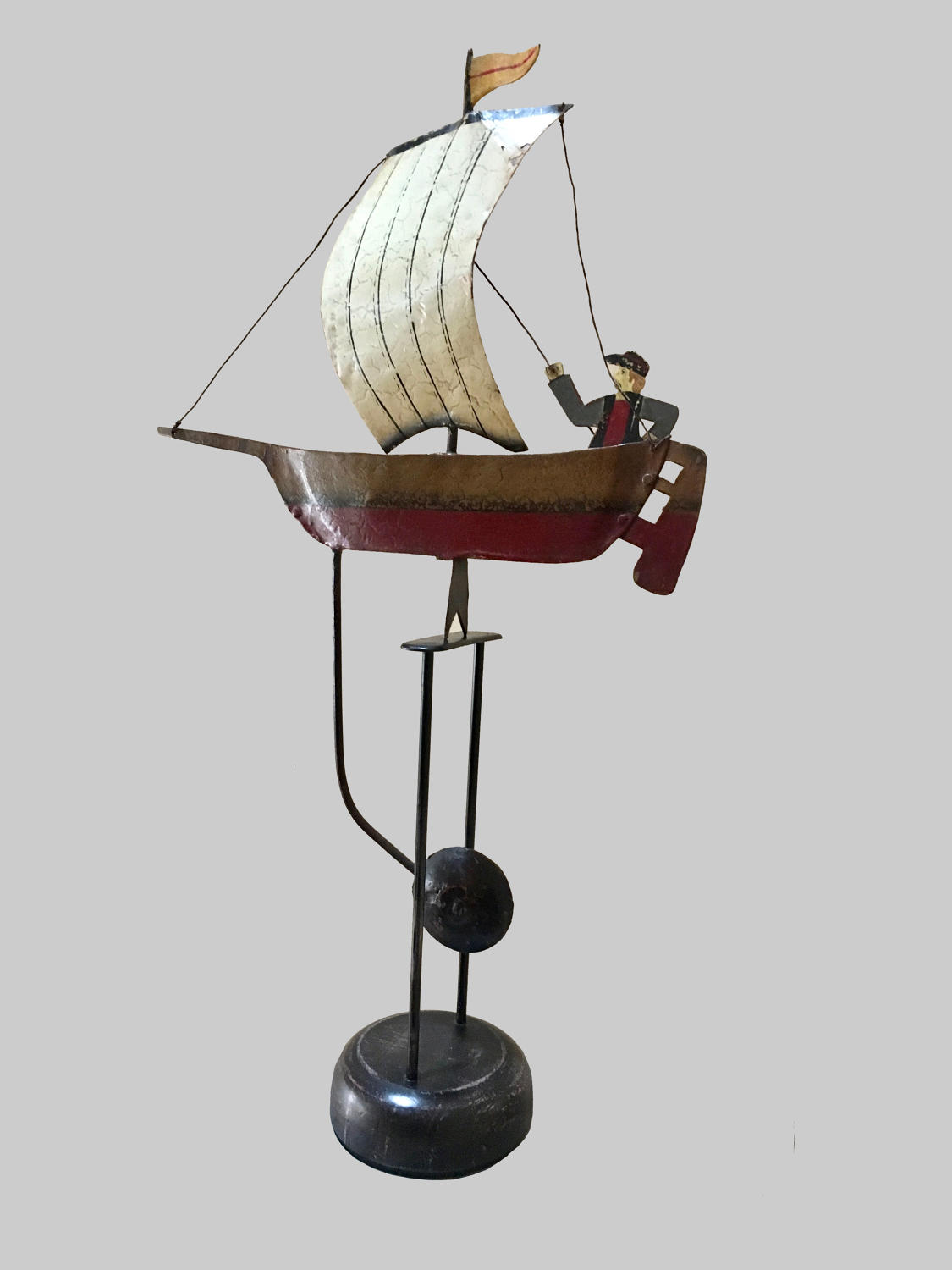 Vintage Folk Art mobile of sail boat
