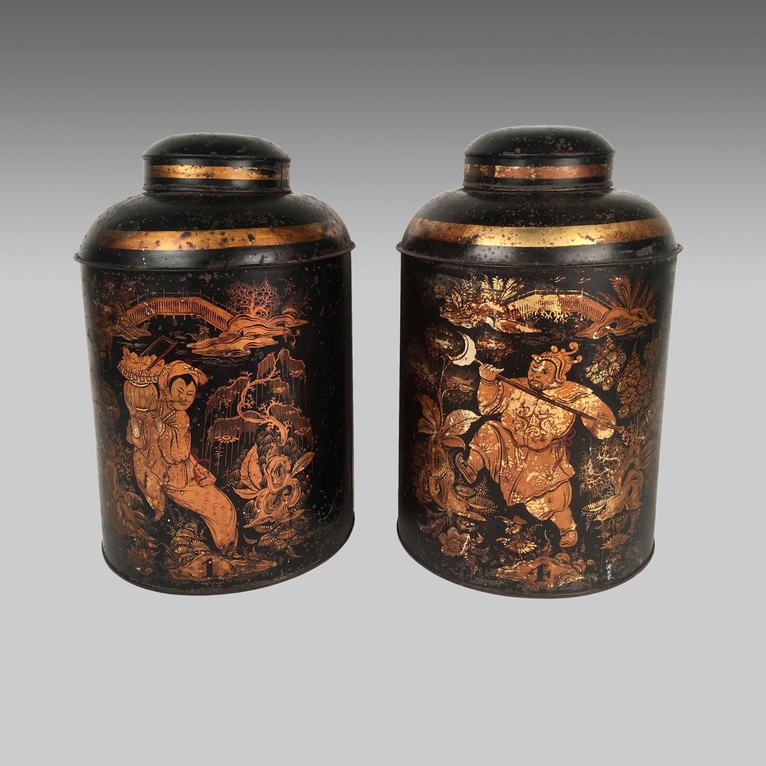 Pair of antique 19th century tea canisters