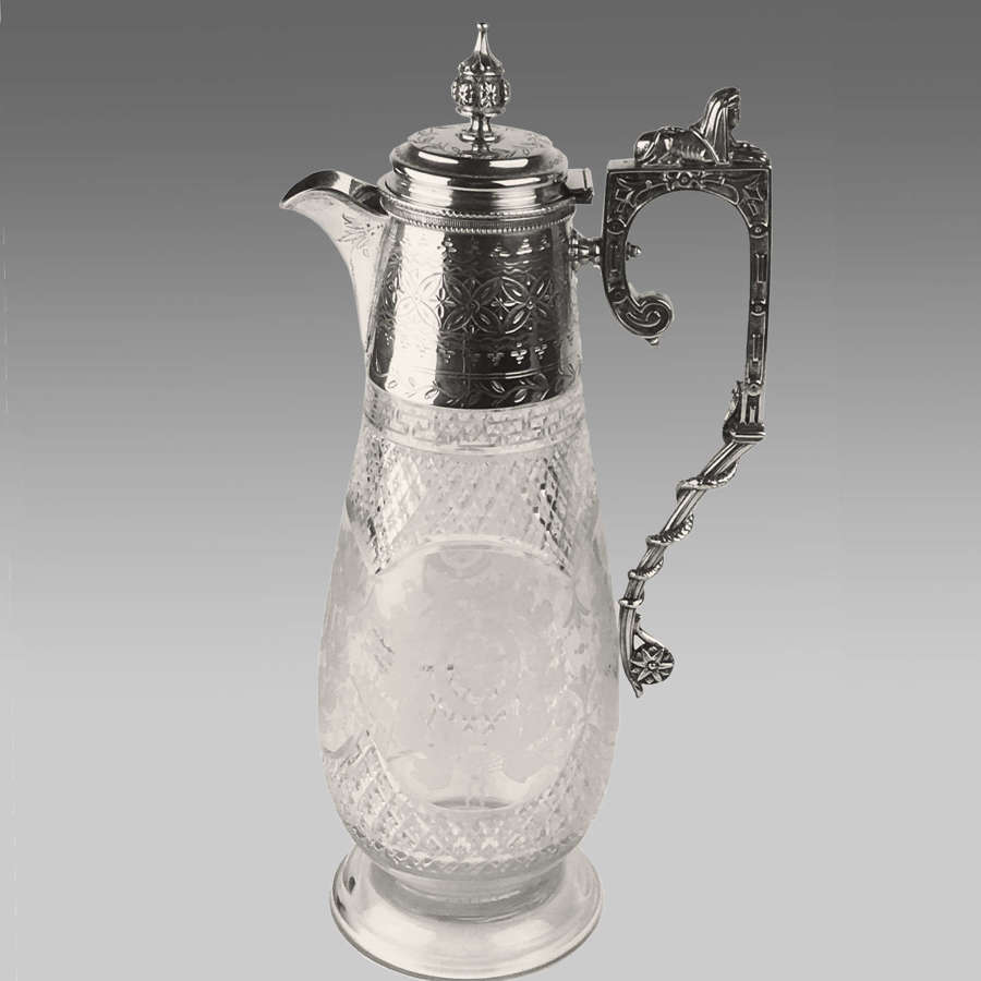 19th century silver-plated claret jug