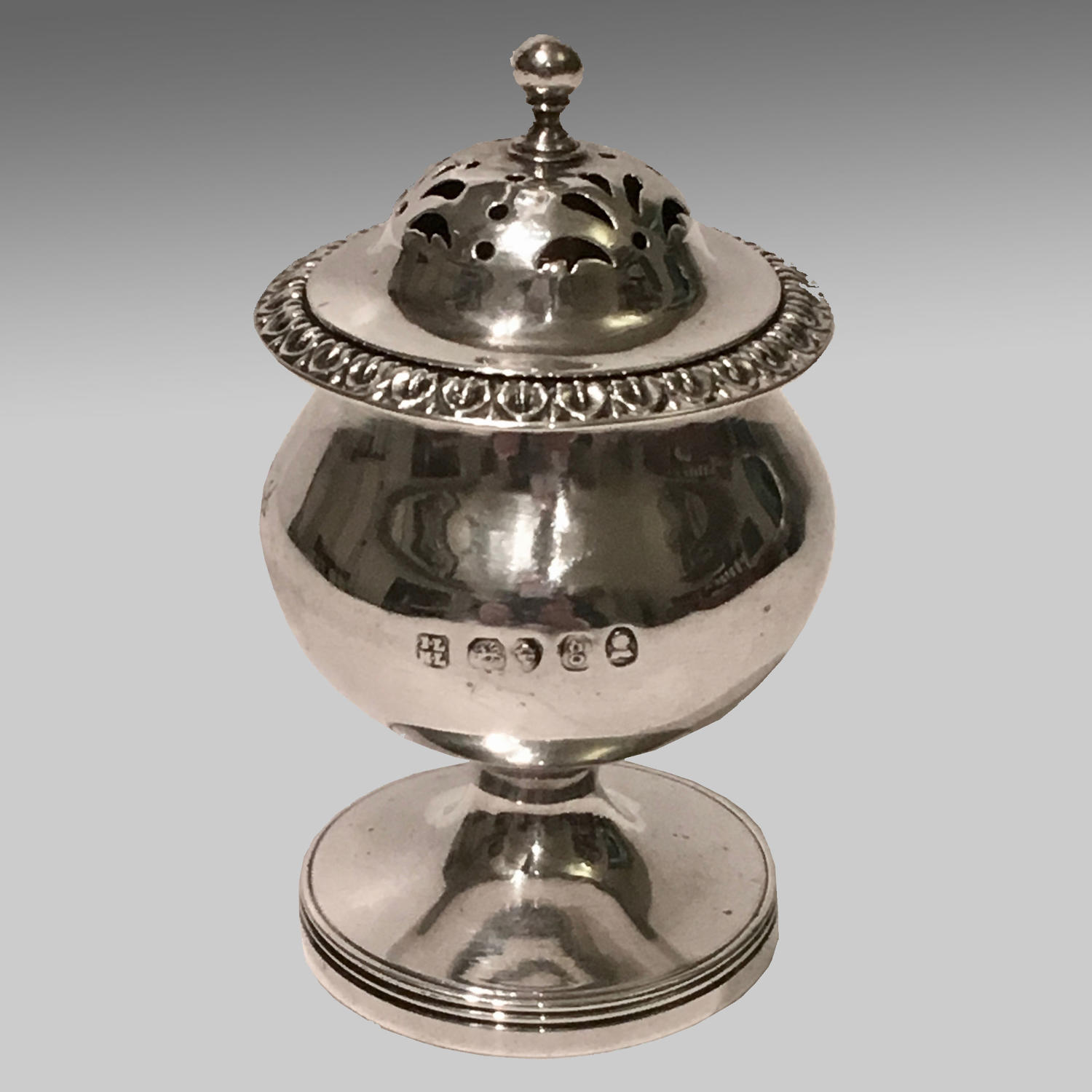 Georgian silver pounce pot