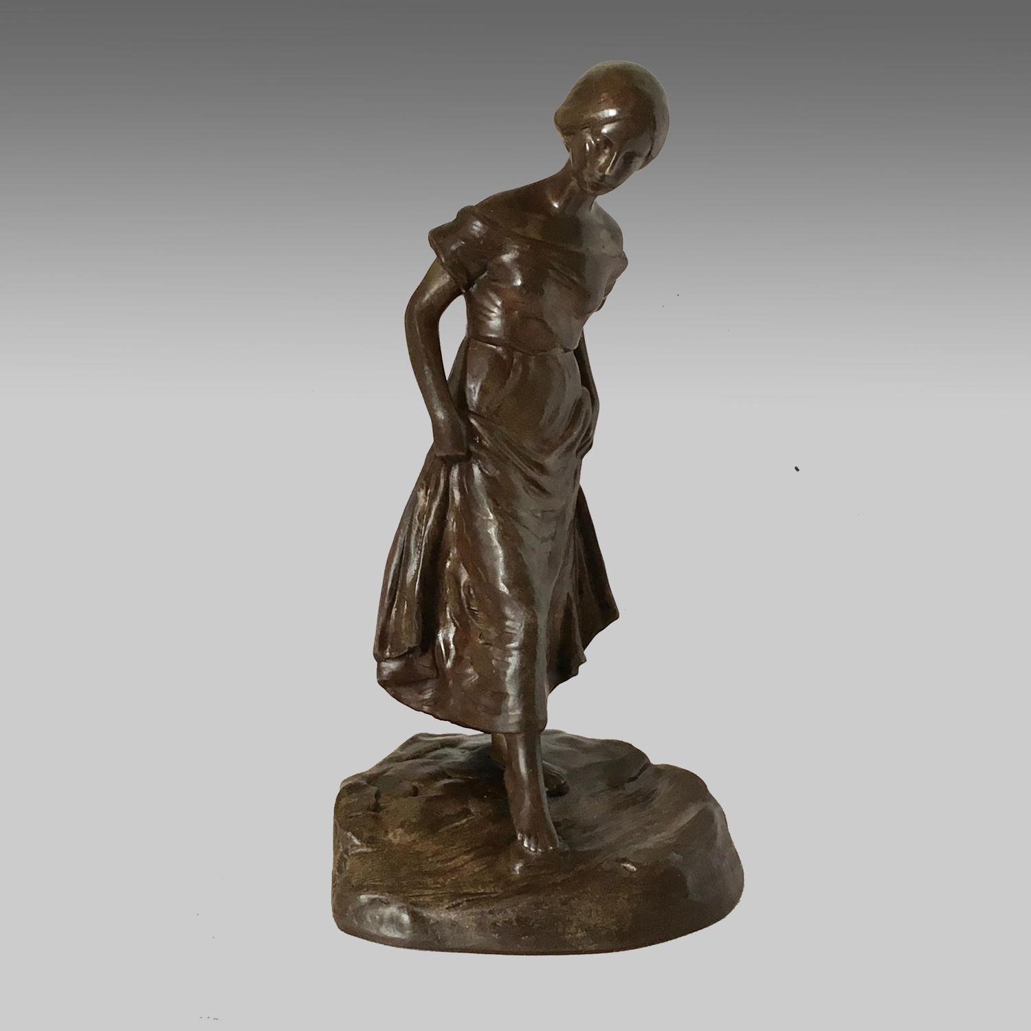 Austrian, Art Nouveau, bronze figure of girl