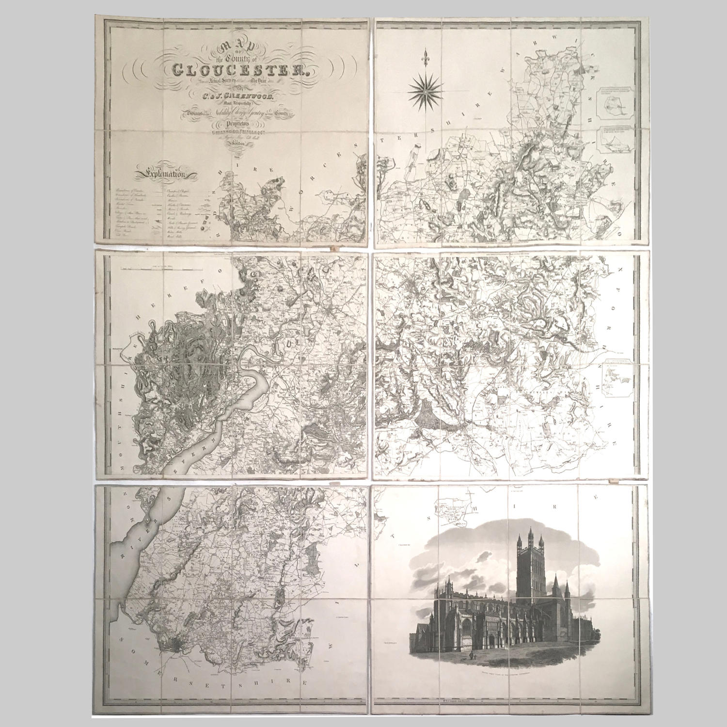 Cased Map of Gloucestershire by Greenwood Pringle & Co. 1824