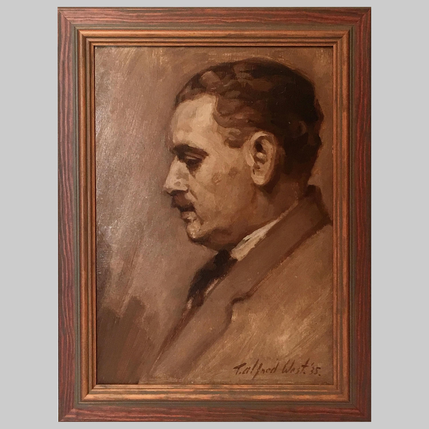Studio portrait grisaille painting of Mr. Hodgson by T.Alfred West
