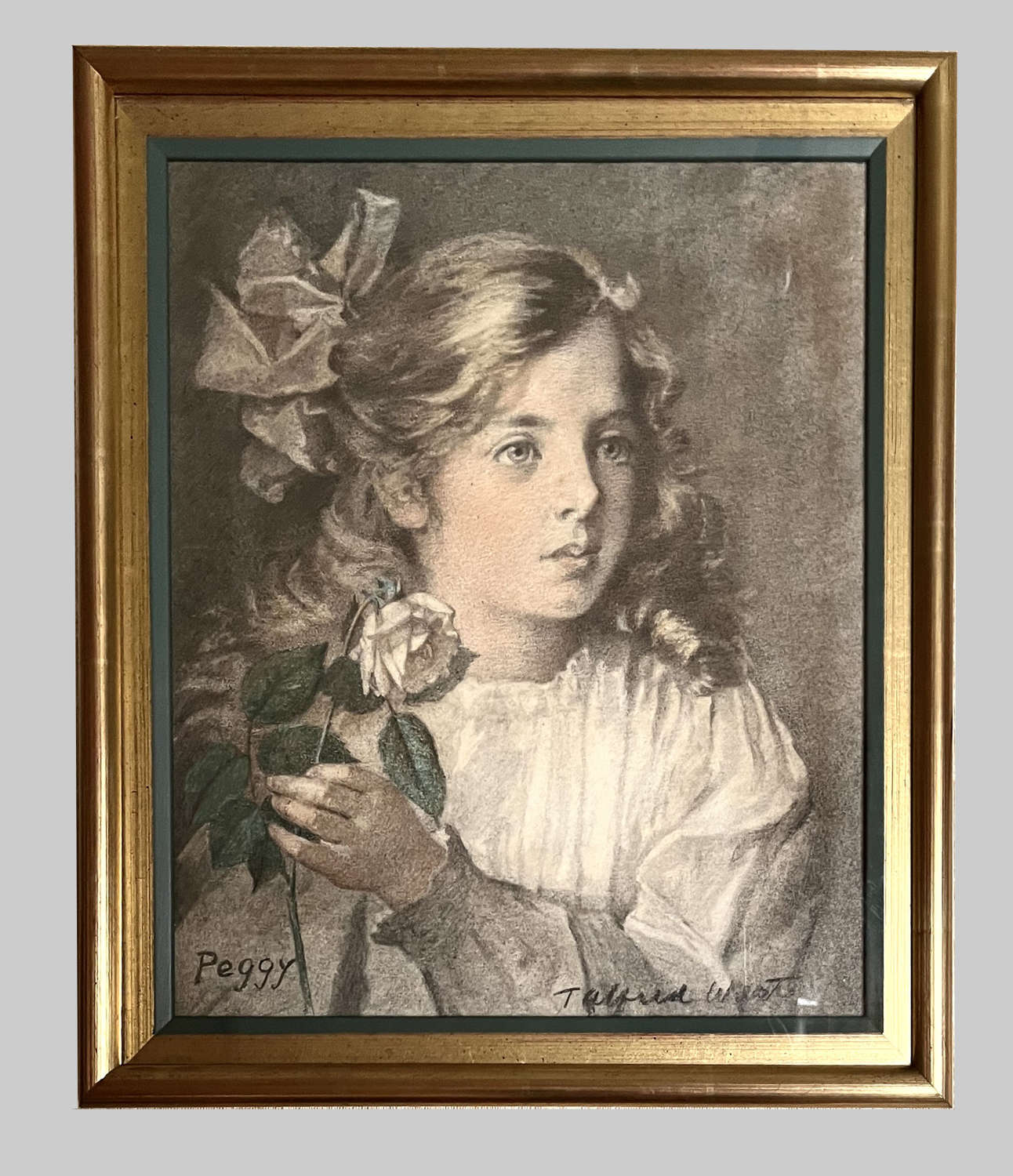 Studio pastel and watercolour portrait of Peggy by T.Alfred West