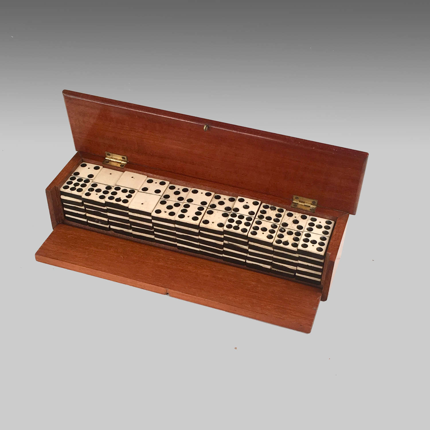 19th century antique mahogany cased set of dominoes