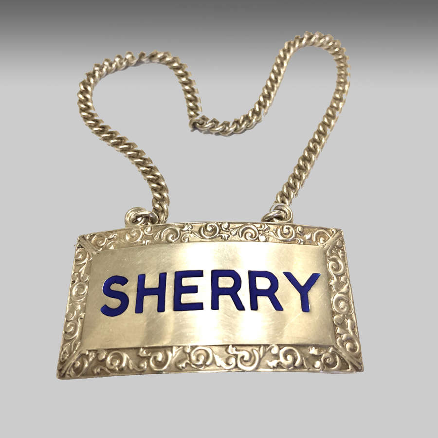 Vintage silver sherry decanter label