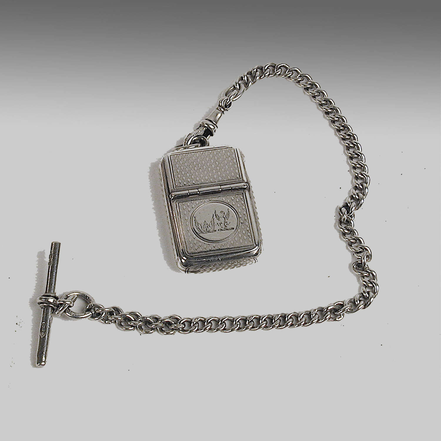 English silver vesta case with cheroot cutter