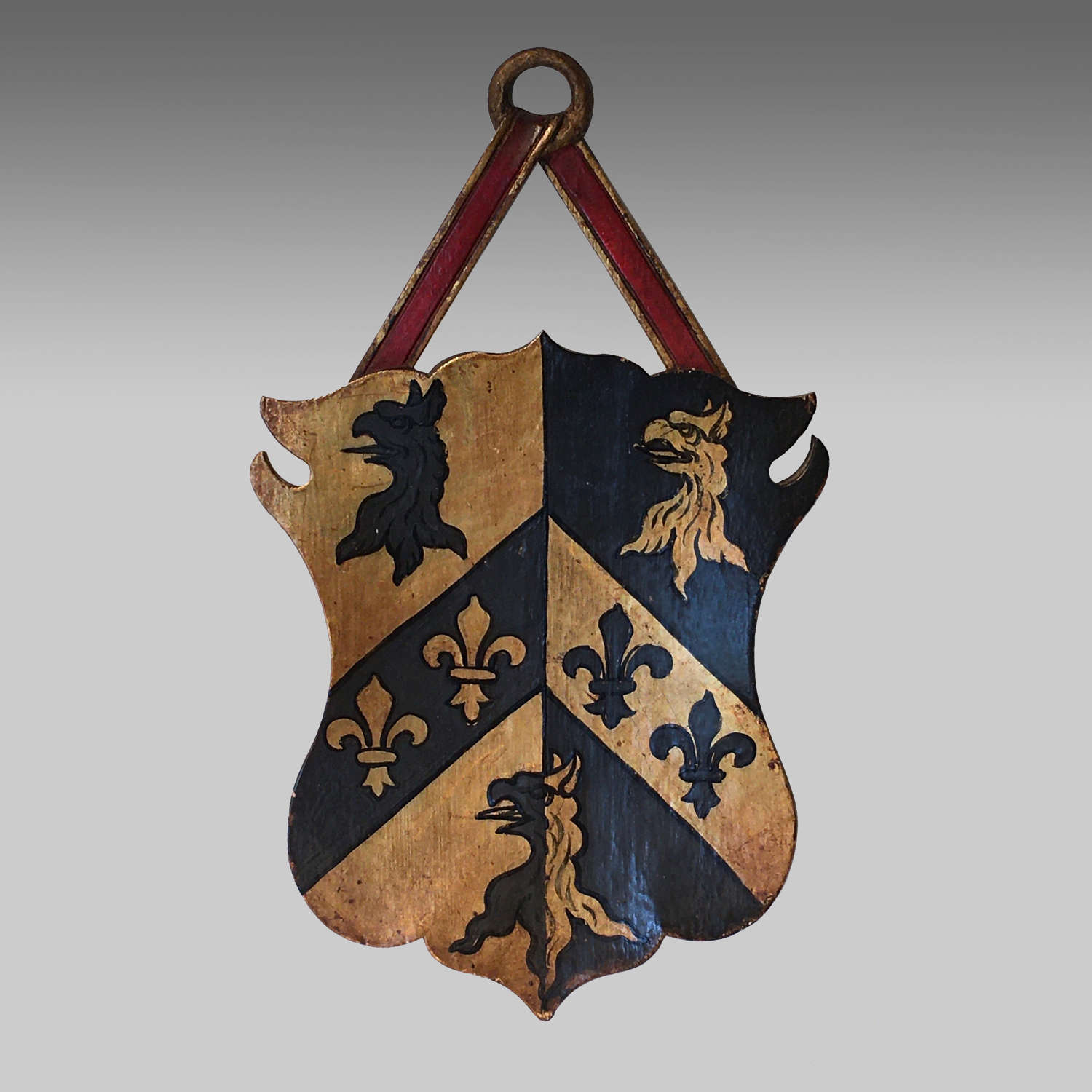 Vintage armorial oak shield for Trinity College, Oxford