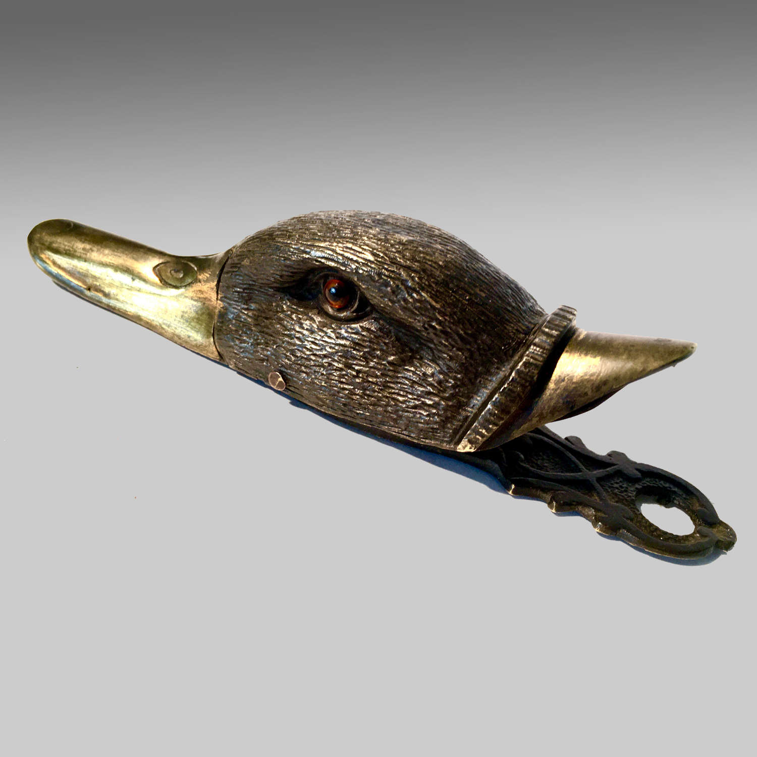 19th century cast brass paper clip in the form of a Mallard's head