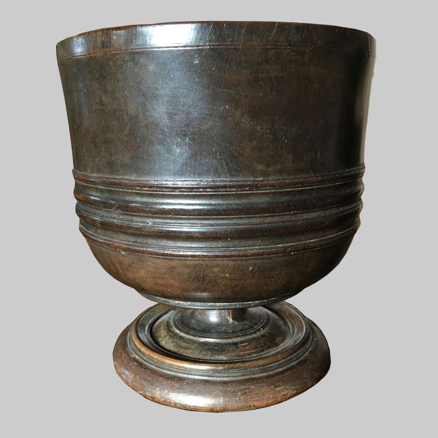 17th century turned lignum vitae Wassail bowl