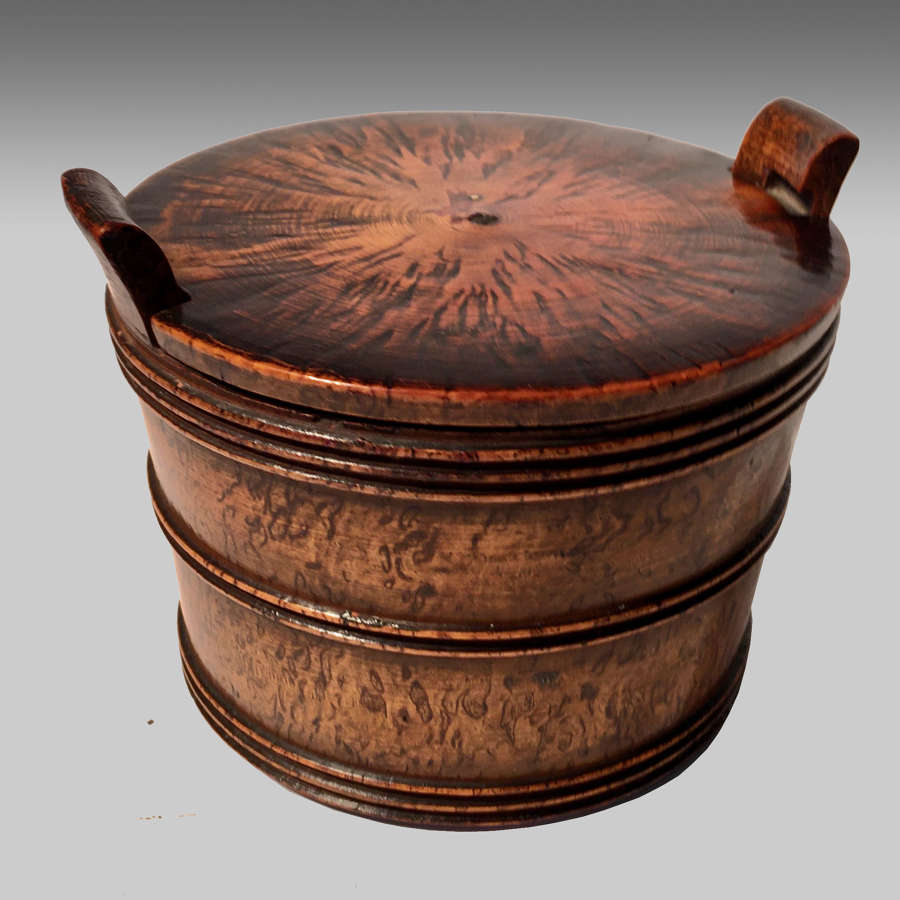 Scandinavian 19th century turned maser birch butter tub