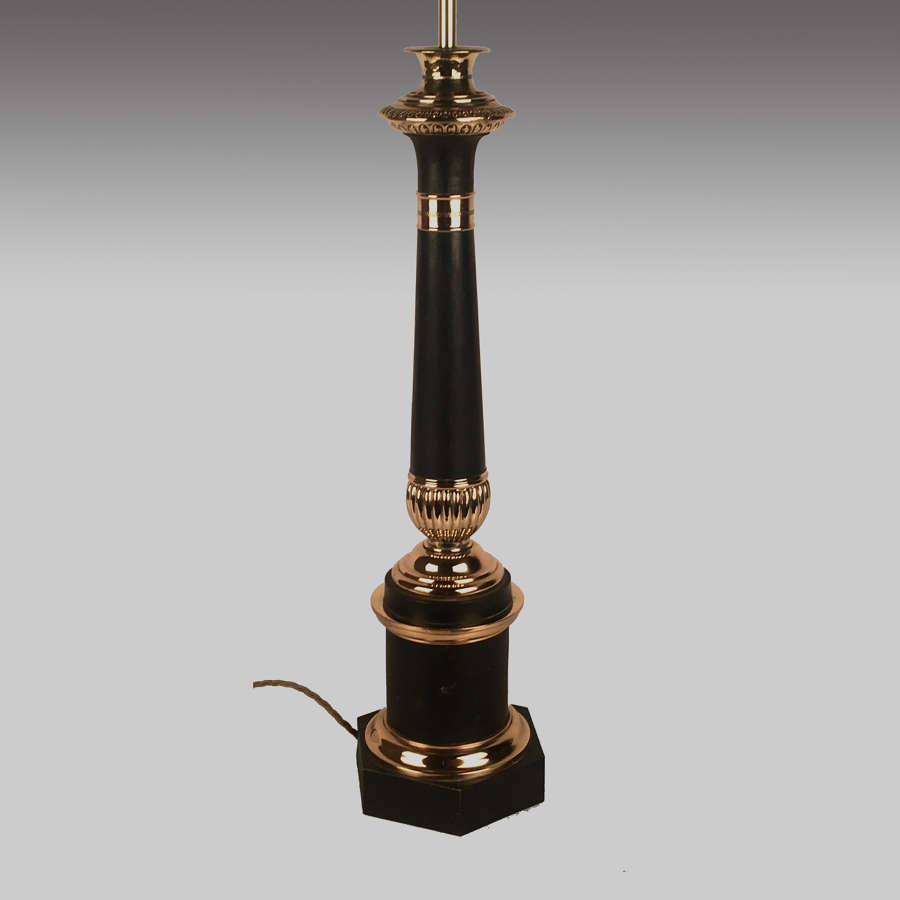 French tole and brass lamp