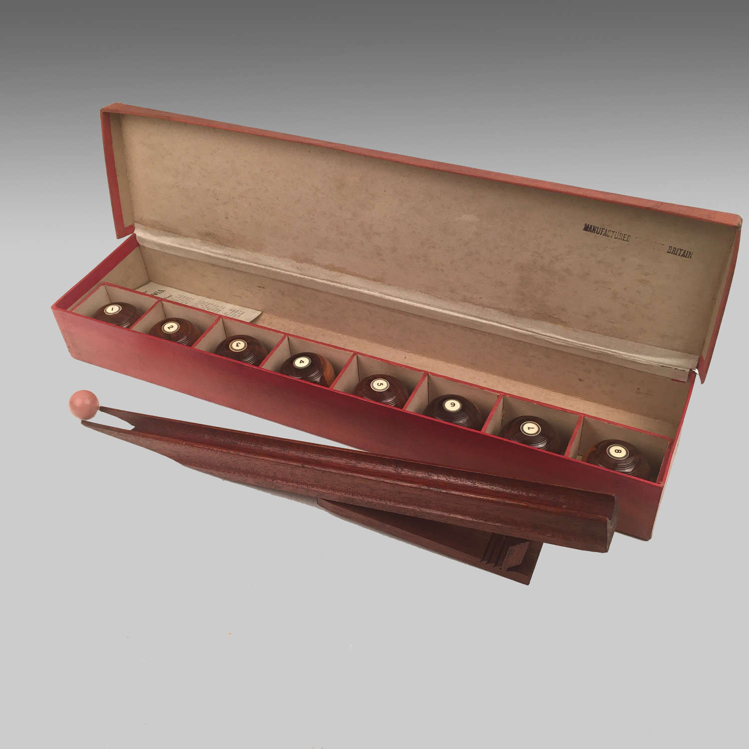 Boxed set of Jaques indoor table bowls