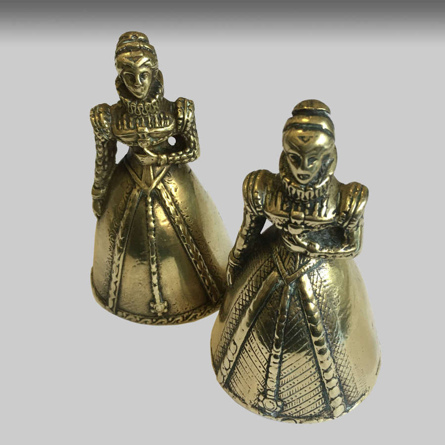 Two cast brass table bell or summoners
