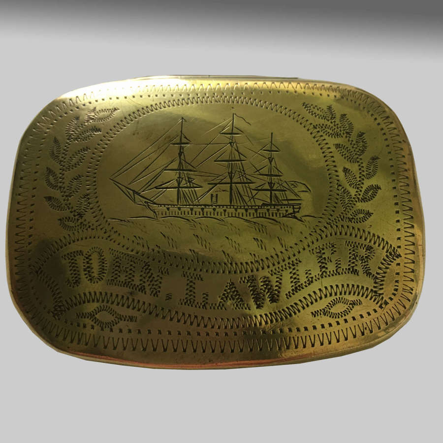 19th century sailor's brass tobacco box