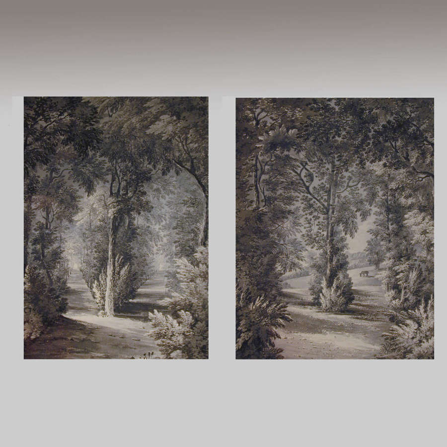 Pair of watercolours of Wanstead Grove, Essex, by Hon. Harriet Rushout