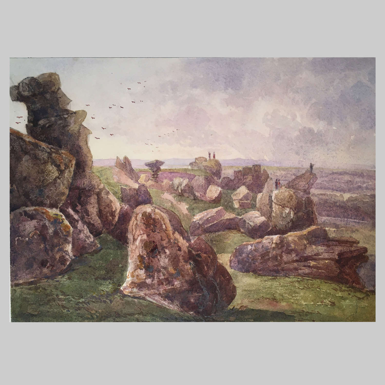 19th century watercolour-Brimham Rocks by The Hon.Georgiana Rushout