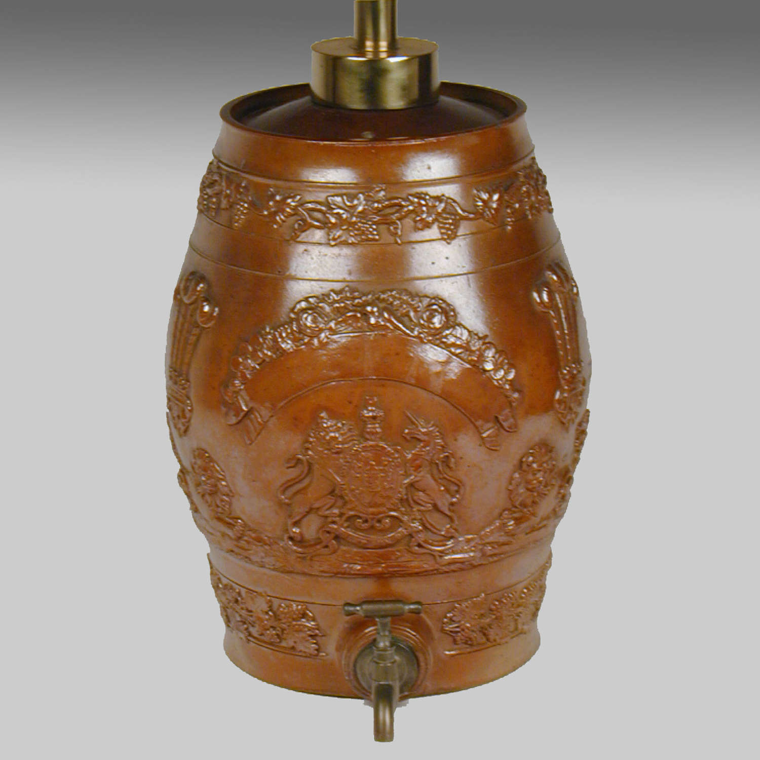 Derbyshire Brampton pottery salt-glazed stoneware spirit barrel