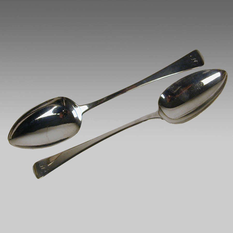 Pair georgian silver serving spoons