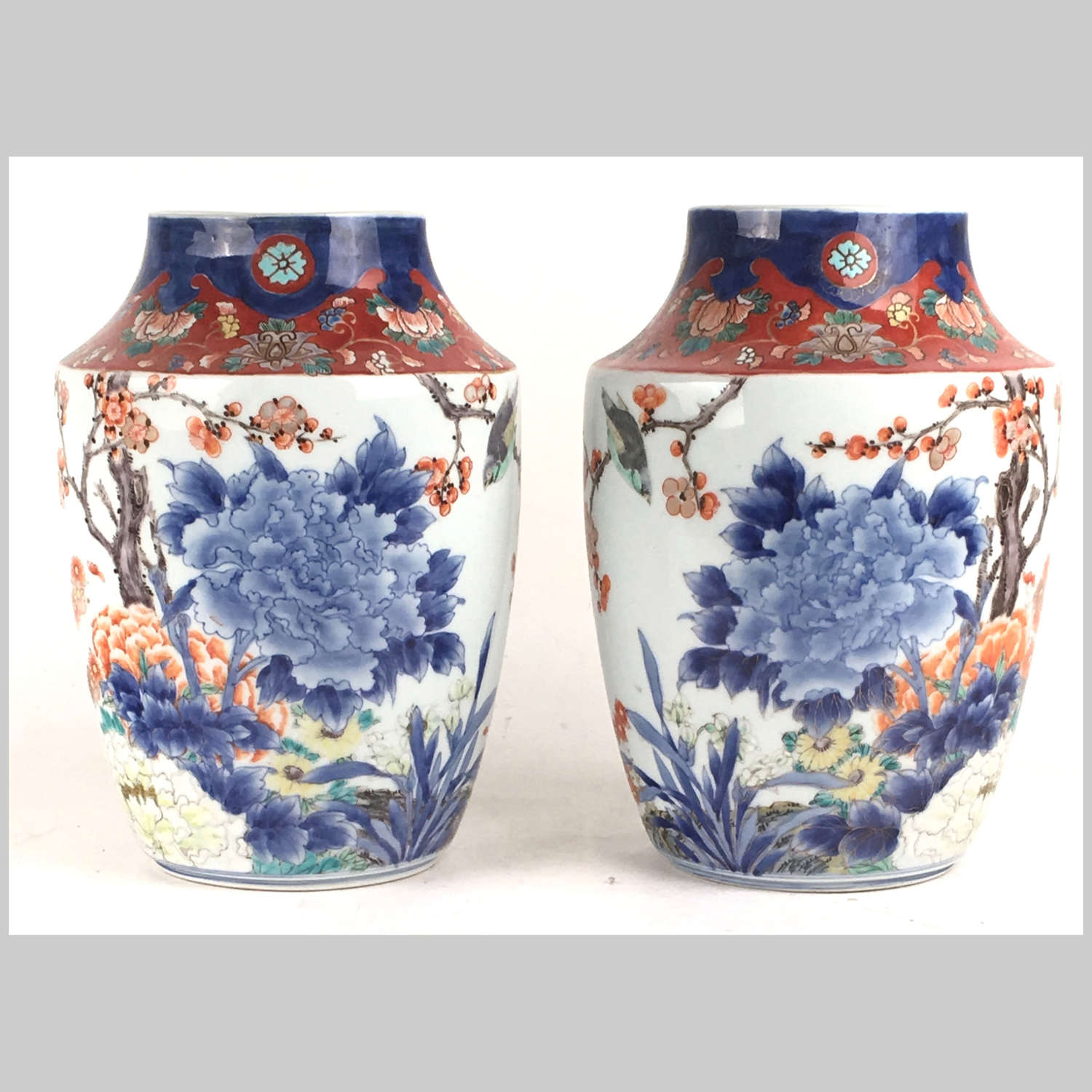 Pair 19th century Japanese porcelain vases