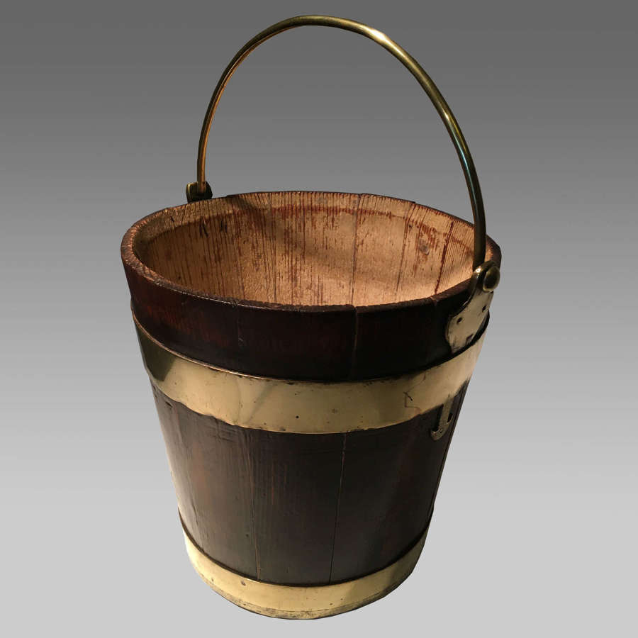 Georgian brass-bound oyster bucket with handle