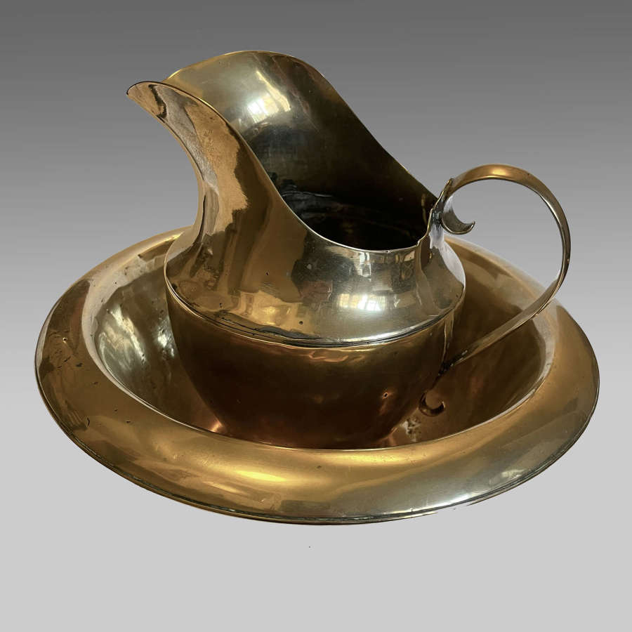 Georgian campaign cast brass jug and basin