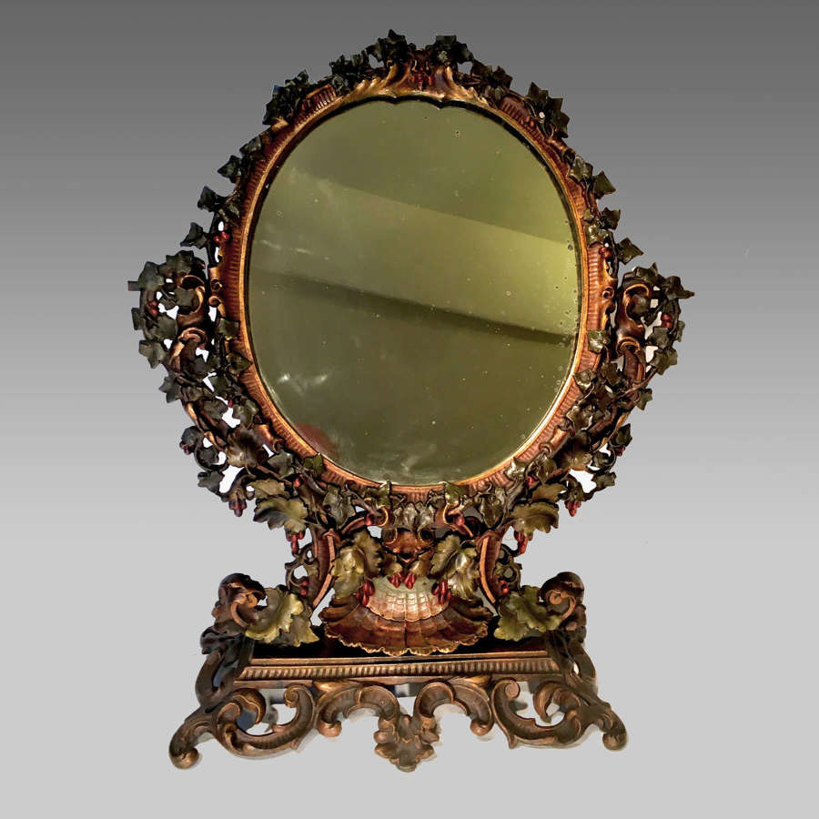 Rare Victorian cast iron dressing mirror