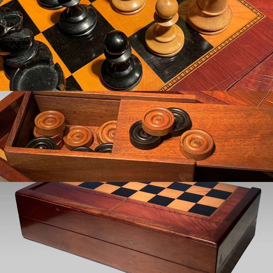 Mahogany backgammon and chess board