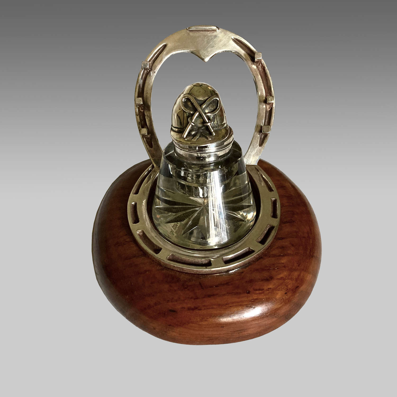 Edwardian racing trophy inkwell on stand