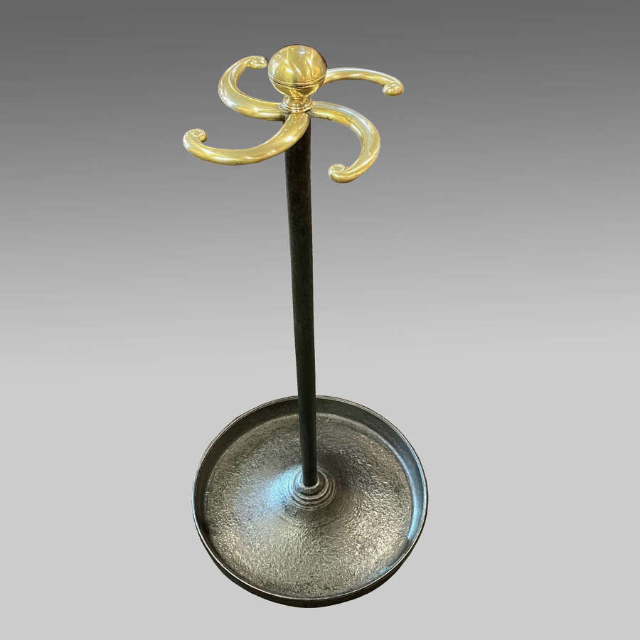 Regency cast iron and brass umbrella or stick stand